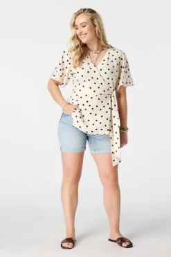 Blouse cache cœur à pois