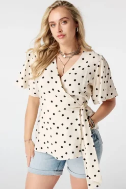 Blouse cache cœur à pois