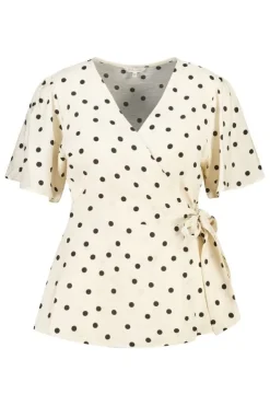 Blouse cache cœur à pois