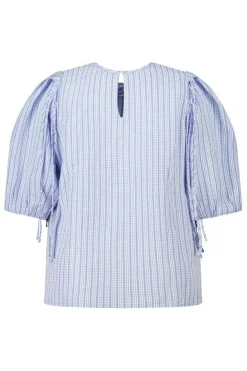 Blouse à carreaux avec manches bouffantes