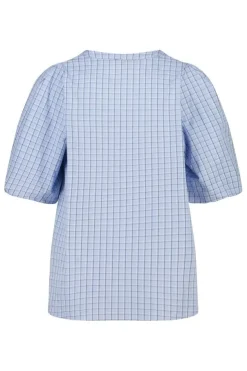 Blouse à carreaux avec manches bouffantes