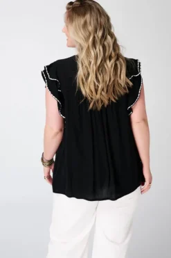Blouse à manches courtes à volants