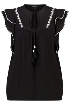 Blouse à manches courtes à volants