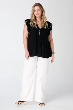Blouse à manches courtes à volants