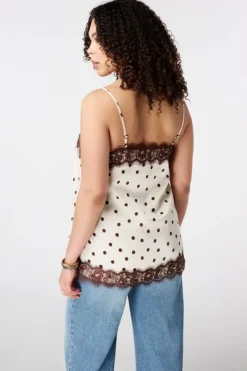 Blouse à pois avec dentelle