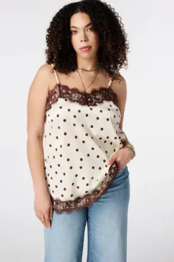 Blouse à pois avec dentelle