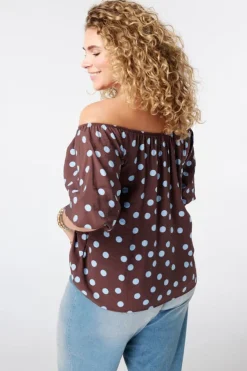Blouse à pois épaules dénudées