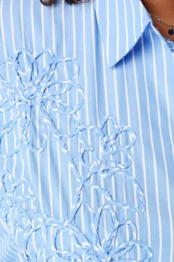 Blouse rayée avec broderie