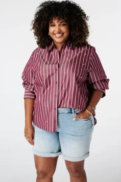 Blouse rayée avec perles