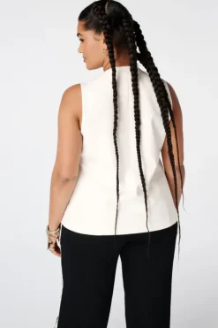 Gilet long avec boutons dorés