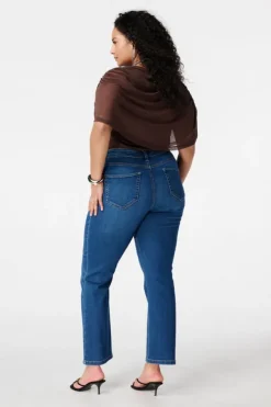 Jean straight leg à taille mi-haute