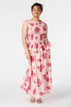 Jupe satinée à imprimé floral