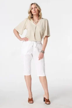 Pantalon capri avec taille élastique