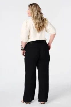Pantalon en lin avec ceinture