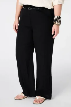 Pantalon en lin avec ceinture