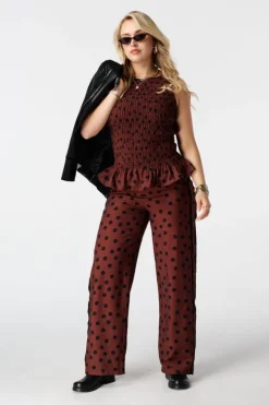 Pantalon à imprimé pois