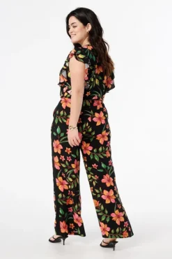 Pantalon à imprimé tropical