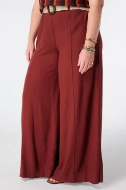 Pantalon wide leg en lin avec ceinture