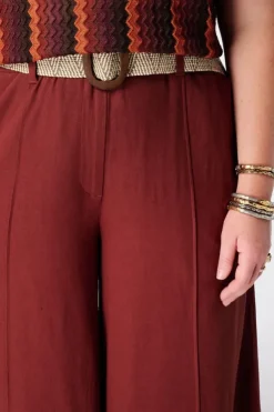 Pantalon wide leg en lin avec ceinture