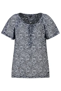 Top en dentelle à imprimé floral