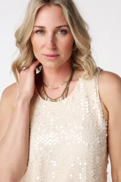 Top à paillettes sans manches