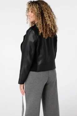Veste biker en similicuir