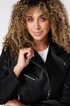 Veste biker en similicuir
