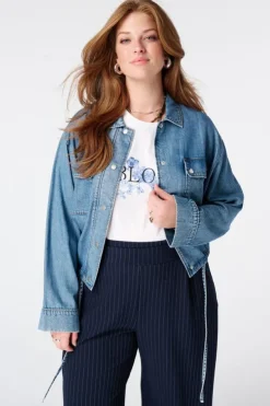 Veste en jean avec cordons à nouer